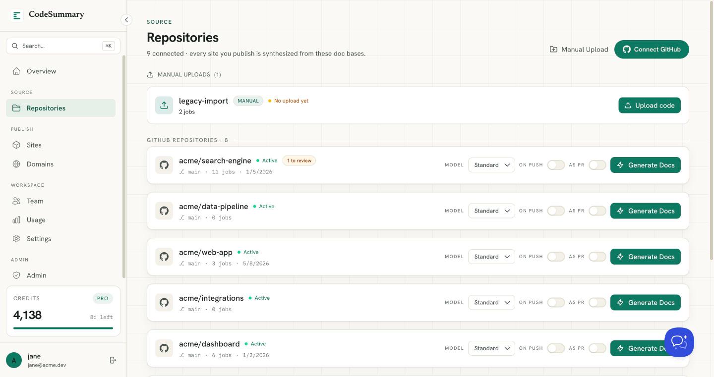 Manual repo upload